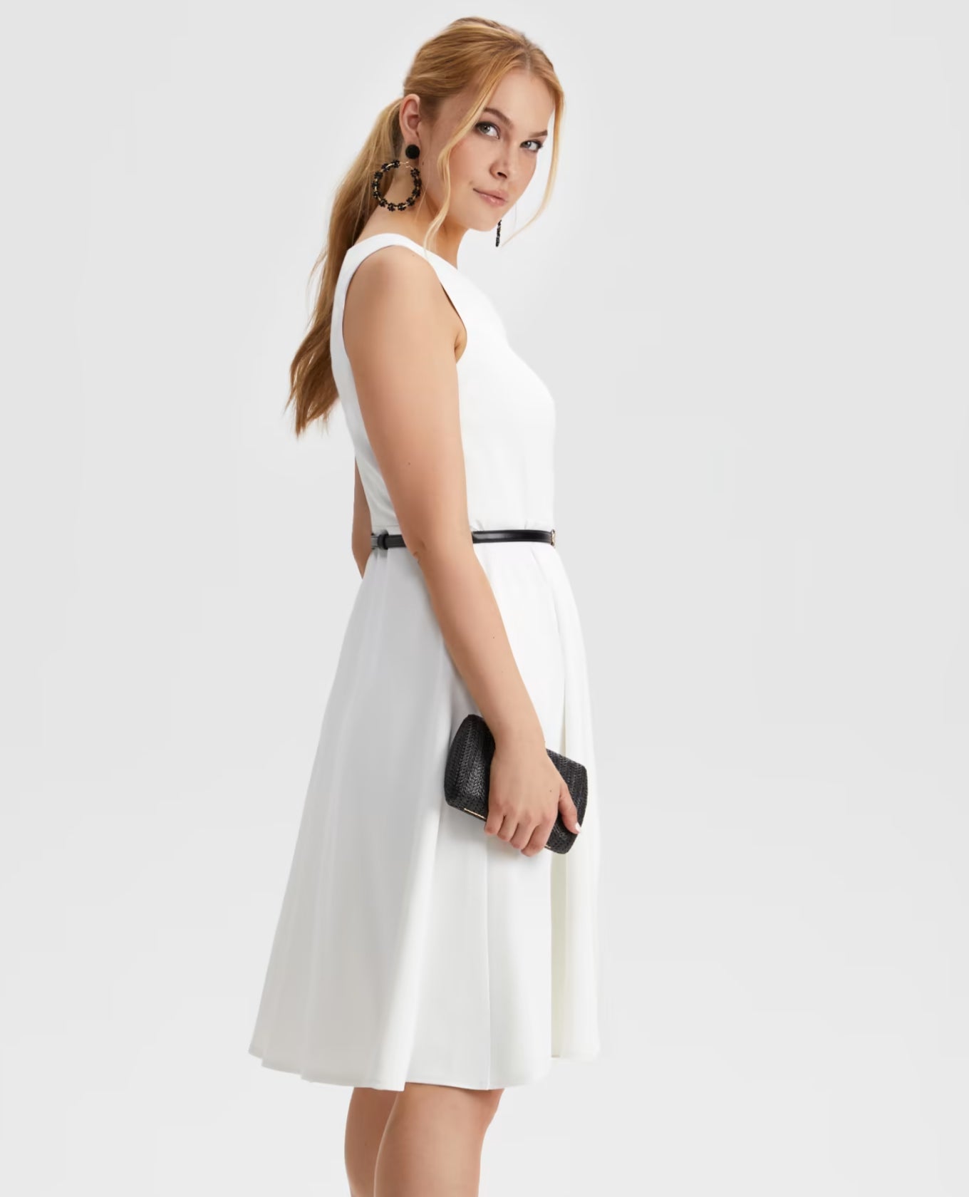 Women Lace Belted A-Line Dress