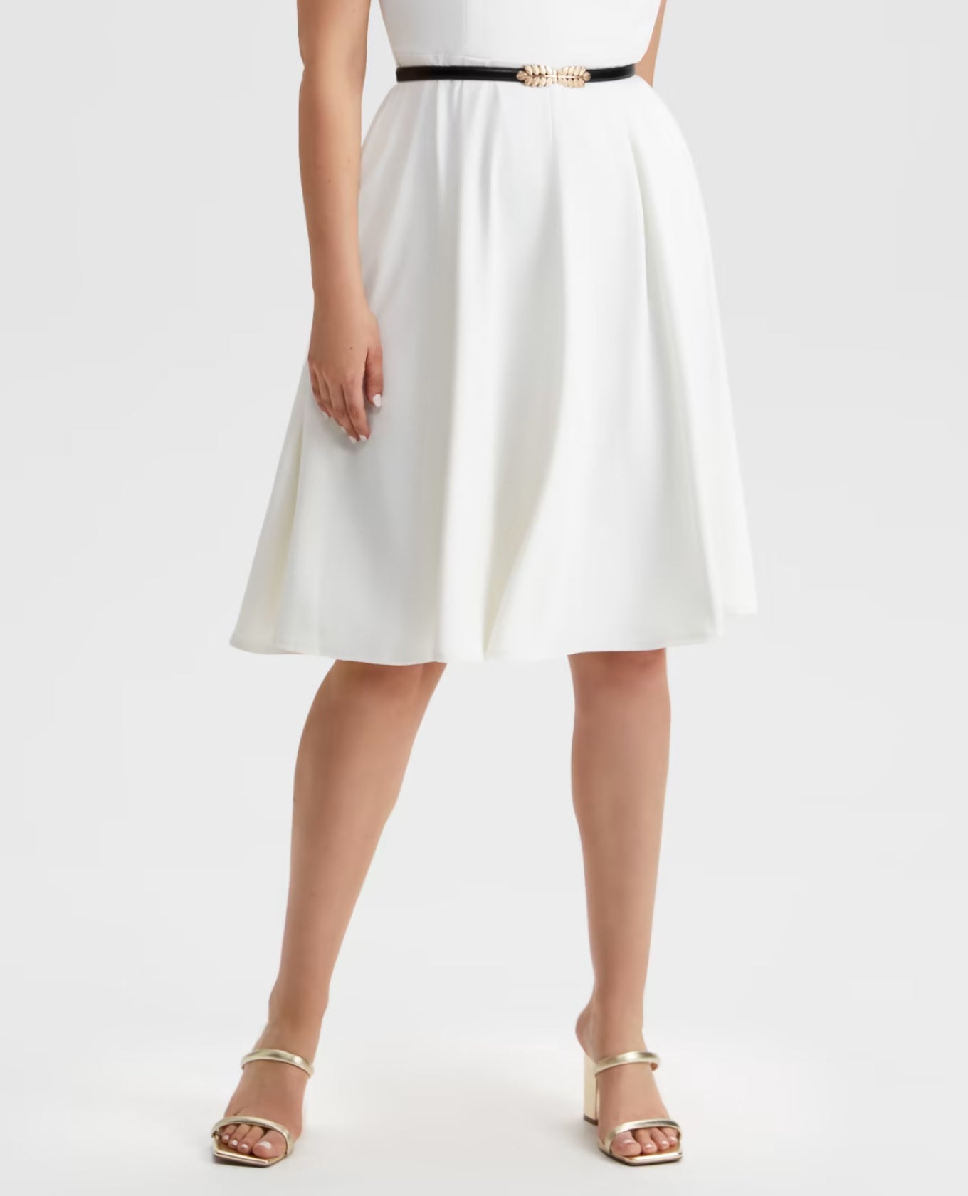 Women Lace Belted A-Line Dress