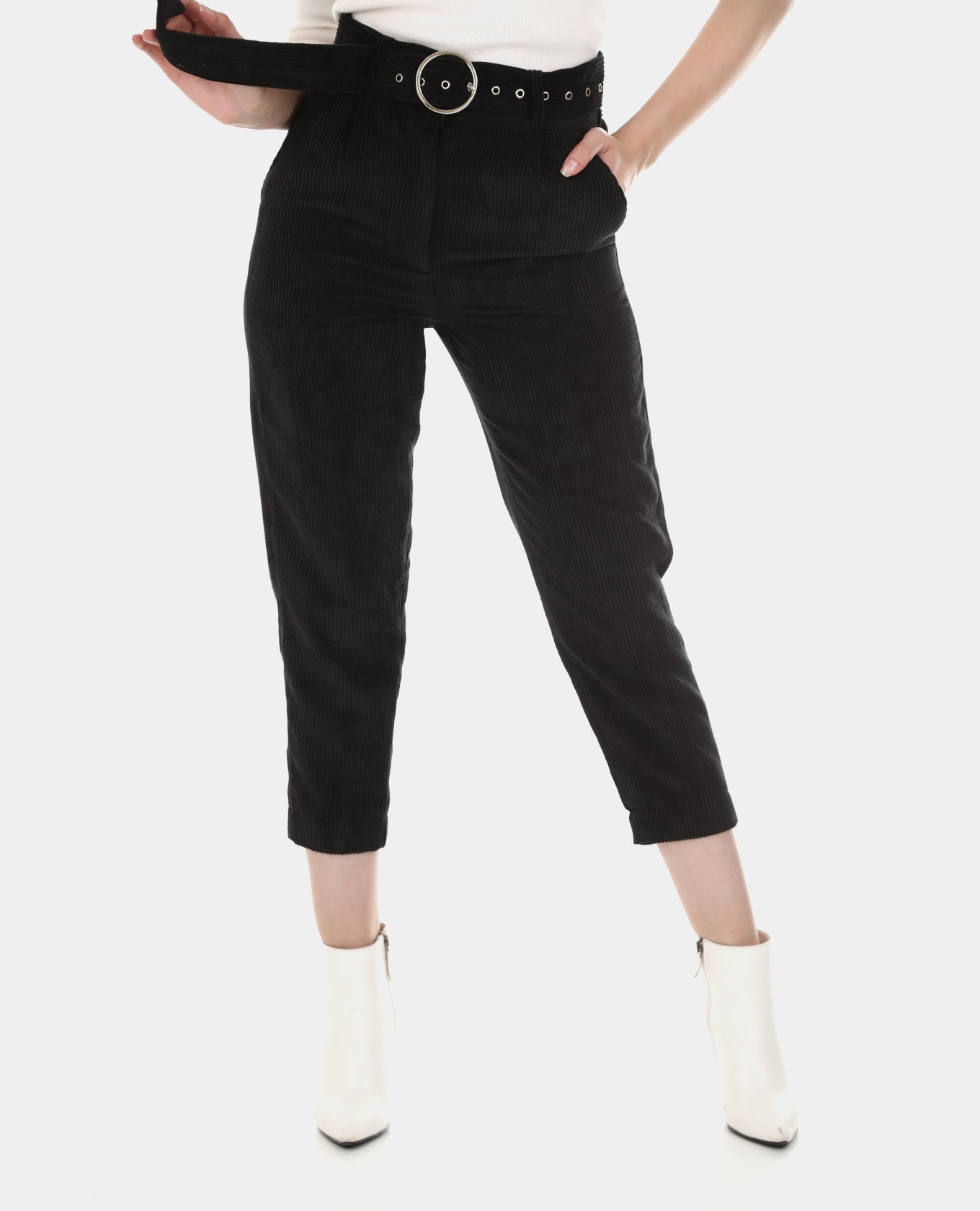 Girls Tapered Cotton Blend Trousers