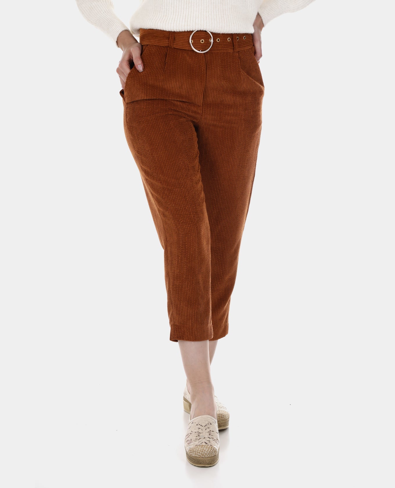 Girls Tapered Cotton Blend Trousers