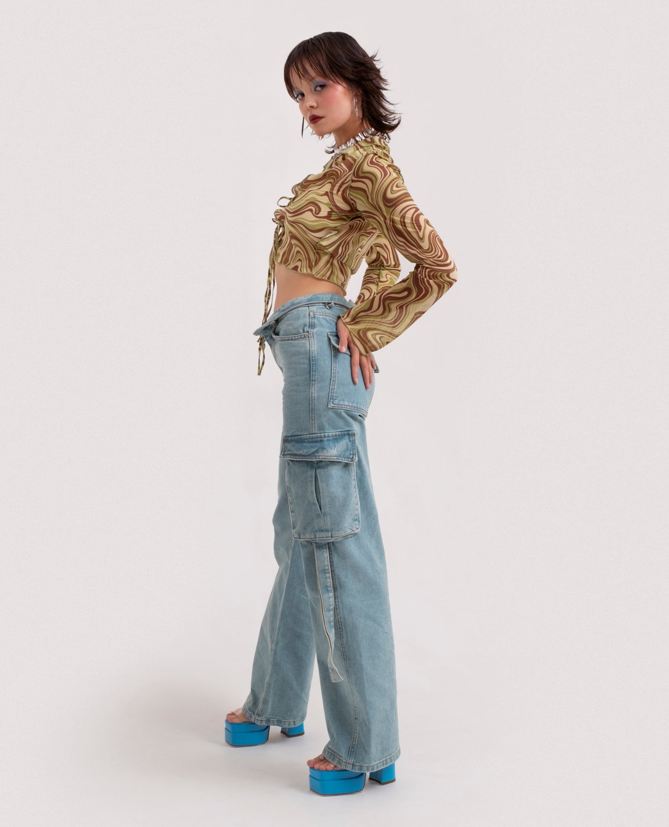 Tie-front chiffon blouse