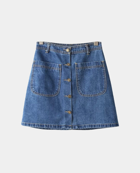 Women Solid A-line Blue Skirt