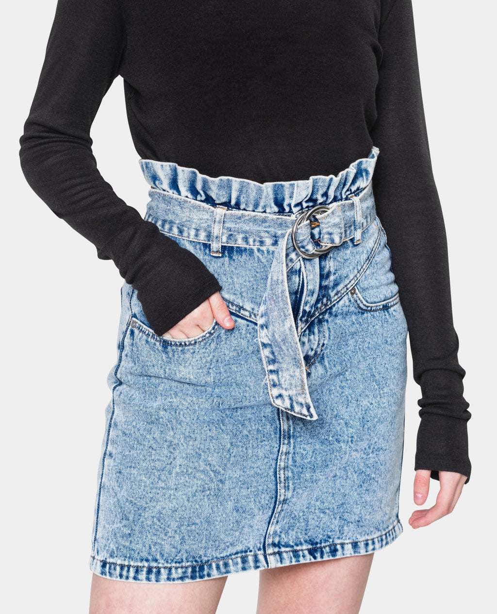 Lightly Washed Denim Skirt