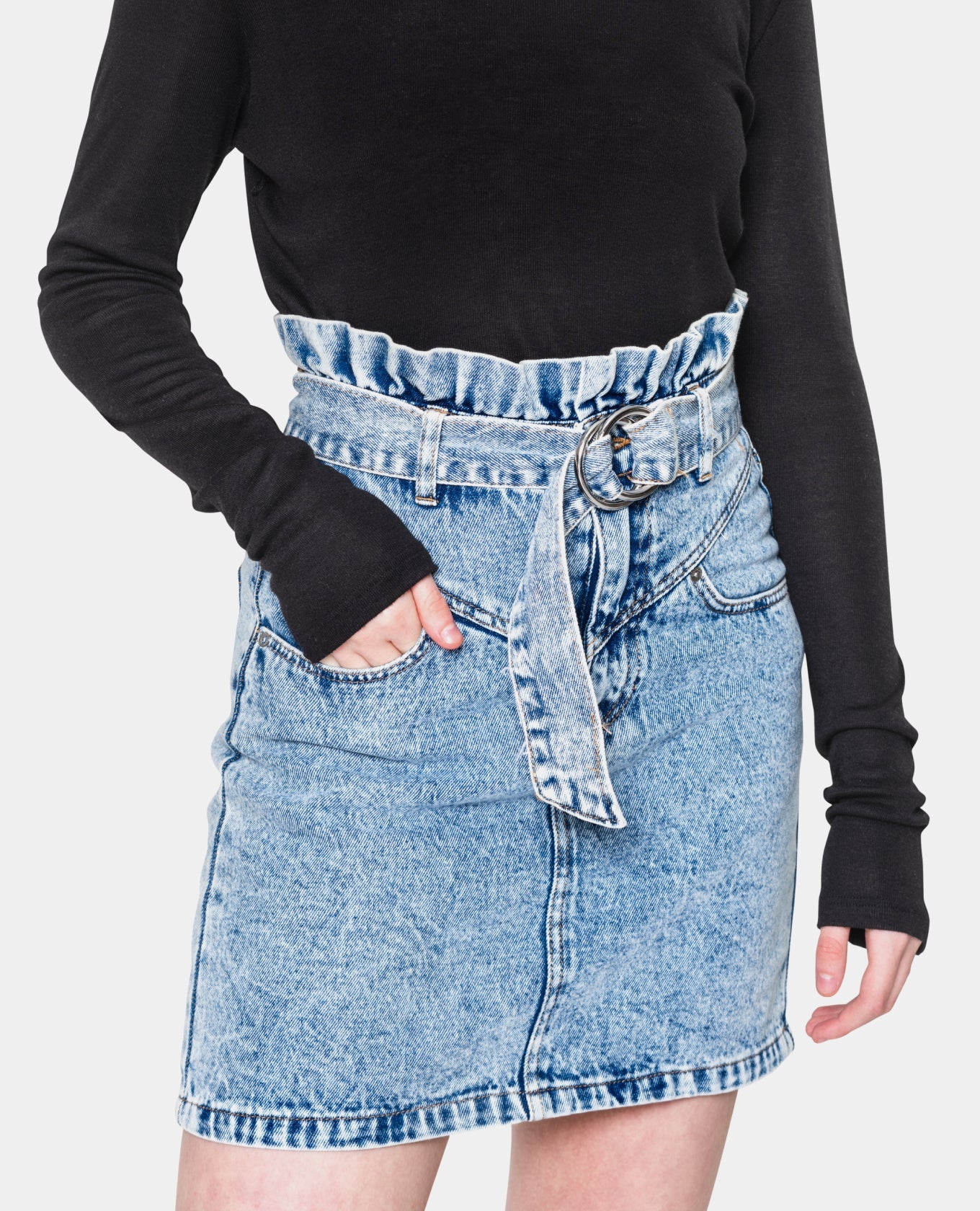 Lightly Washed Denim Skirt