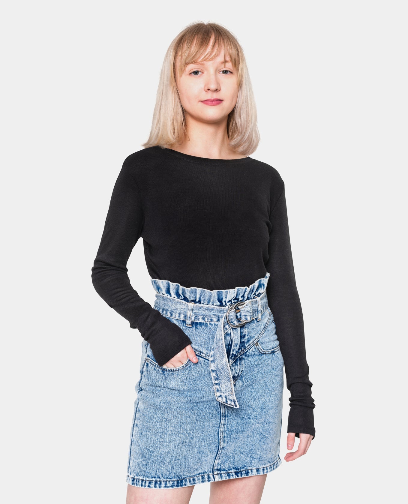 Lightly Washed Denim Skirt