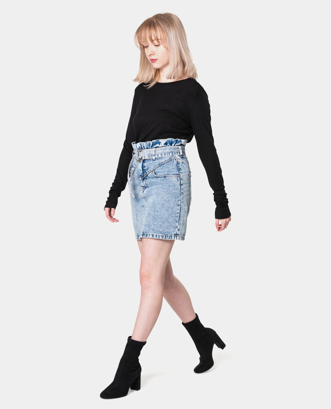 Lightly Washed Denim Skirt