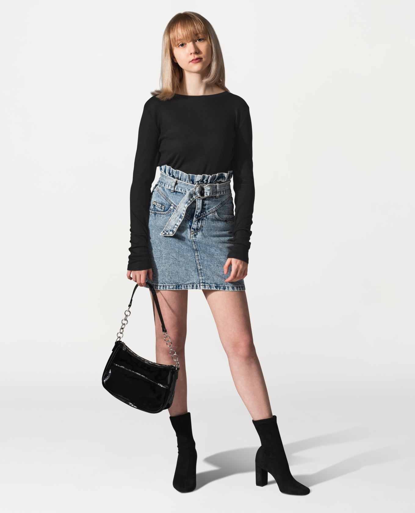 Lightly Washed Denim Skirt