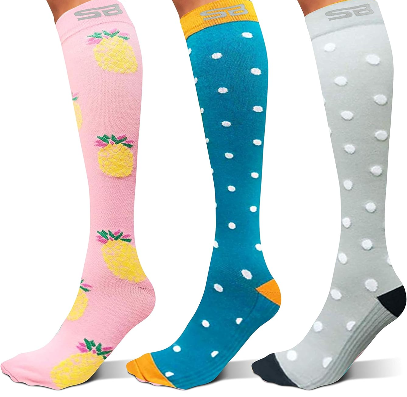 3-Pair Compression Socks (15-20 mmHg)