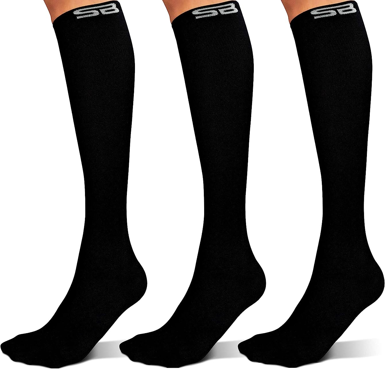 3-Pair Compression Socks (15-20 mmHg)