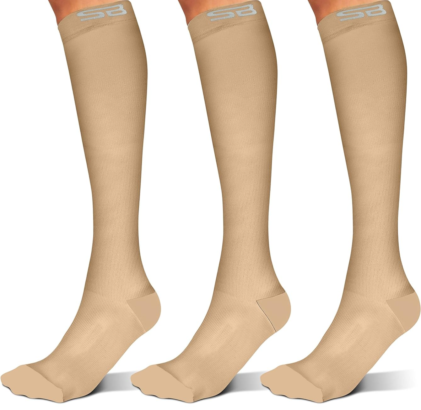 3-Pair Compression Socks (15-20 mmHg)