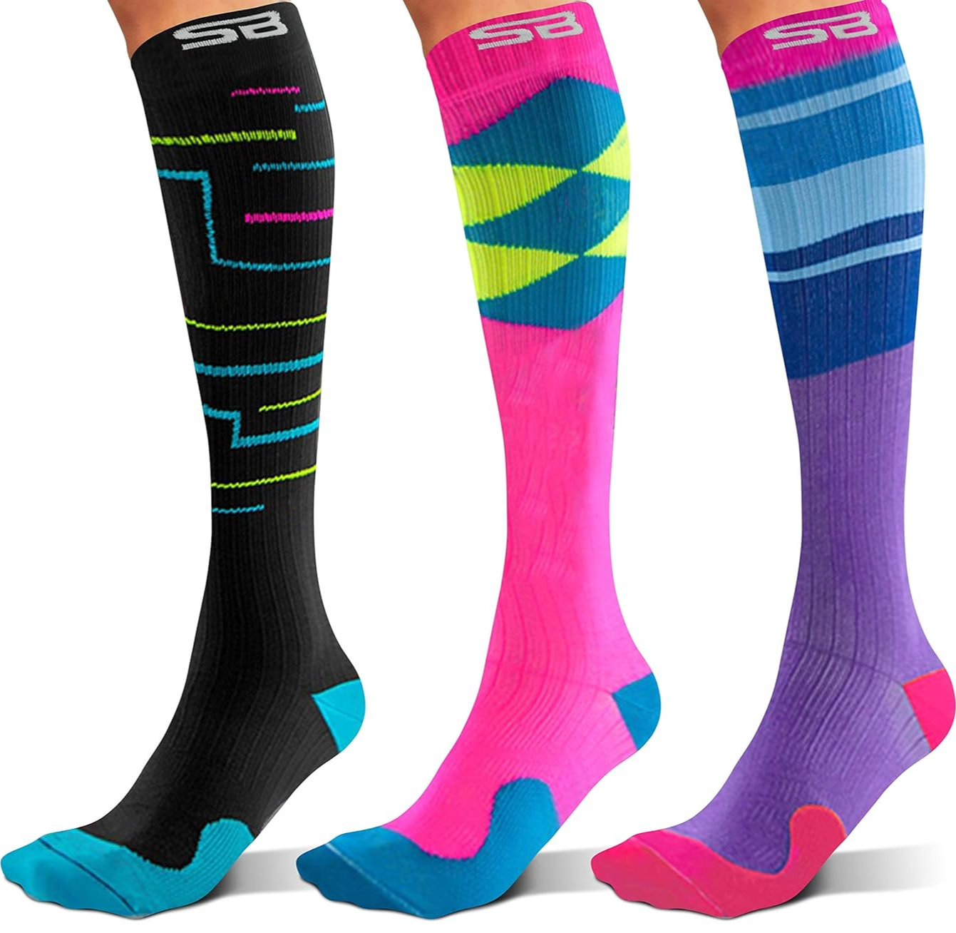 3-Pair Compression Socks (15-20 mmHg)