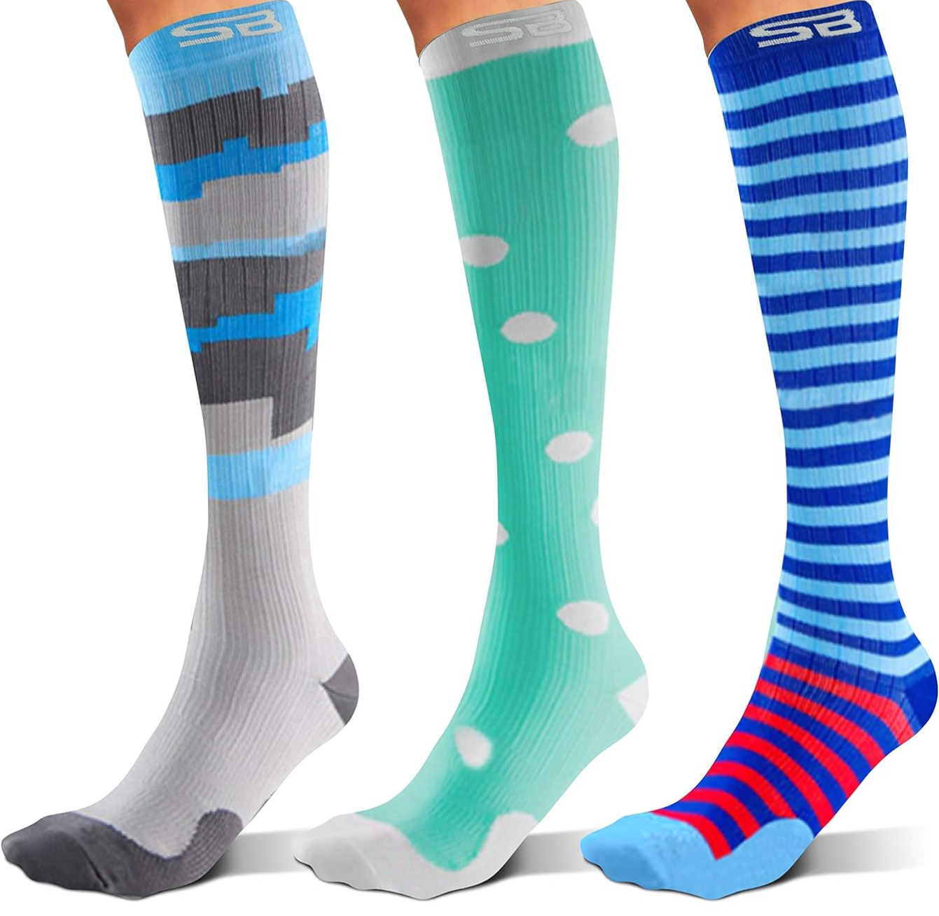 3-Pair Compression Socks (15-20 mmHg)