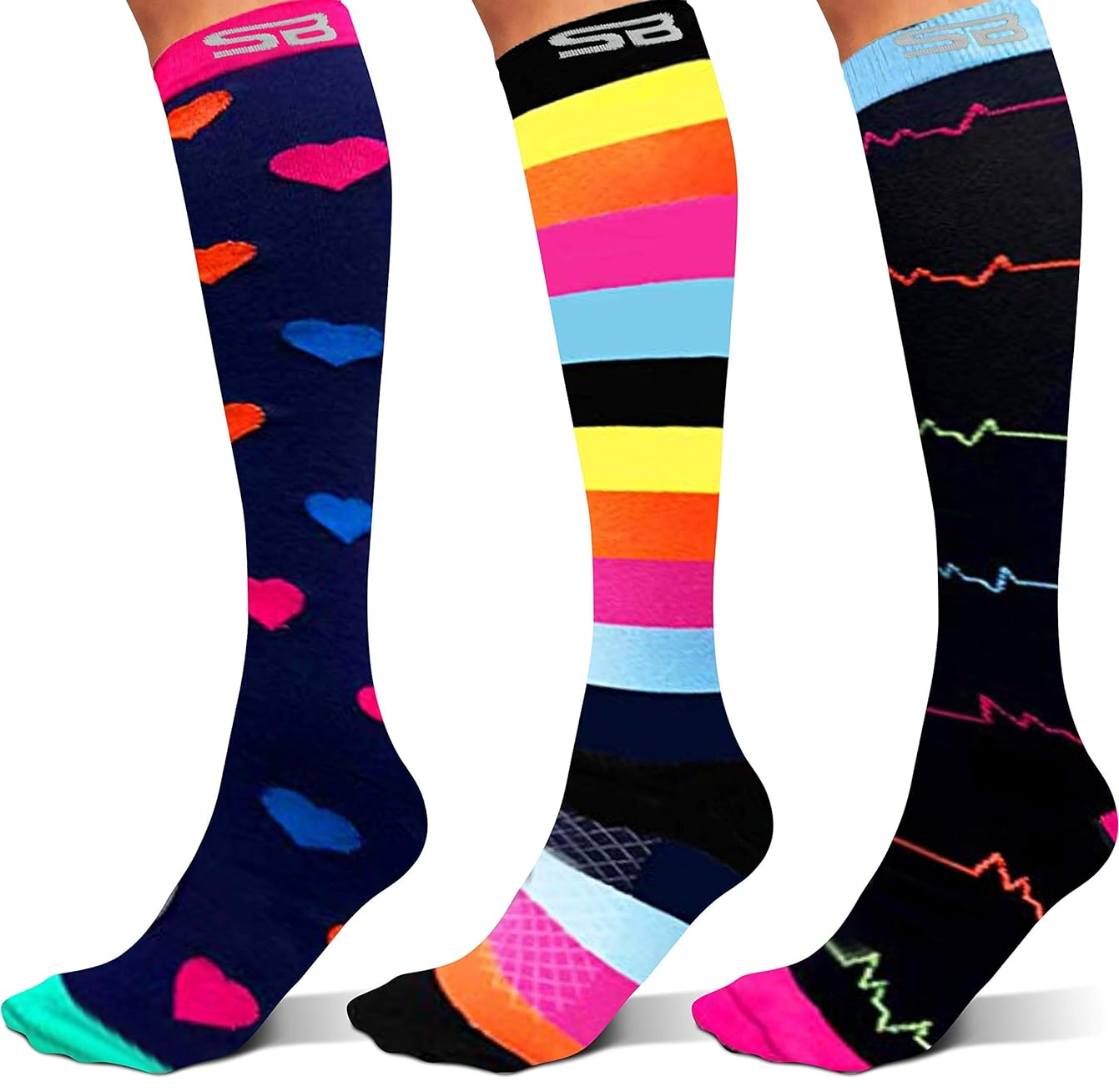 3-Pair Compression Socks (15-20 mmHg)
