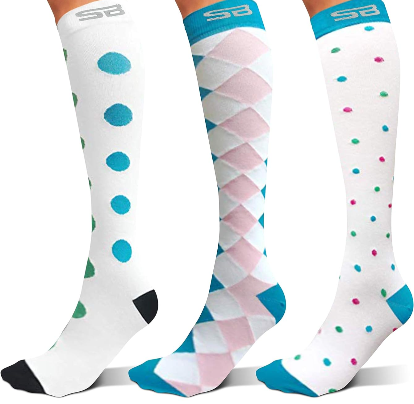 3-Pair Compression Socks (15-20 mmHg)