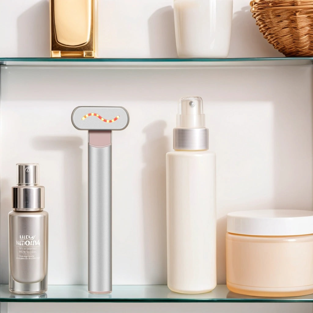 RLB 4-in-1 Red Light Therapy Skincare Wand - Silver