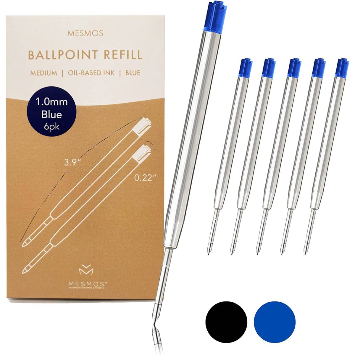 Blue Ballpoint Refills 3.9 inches (6pcs)