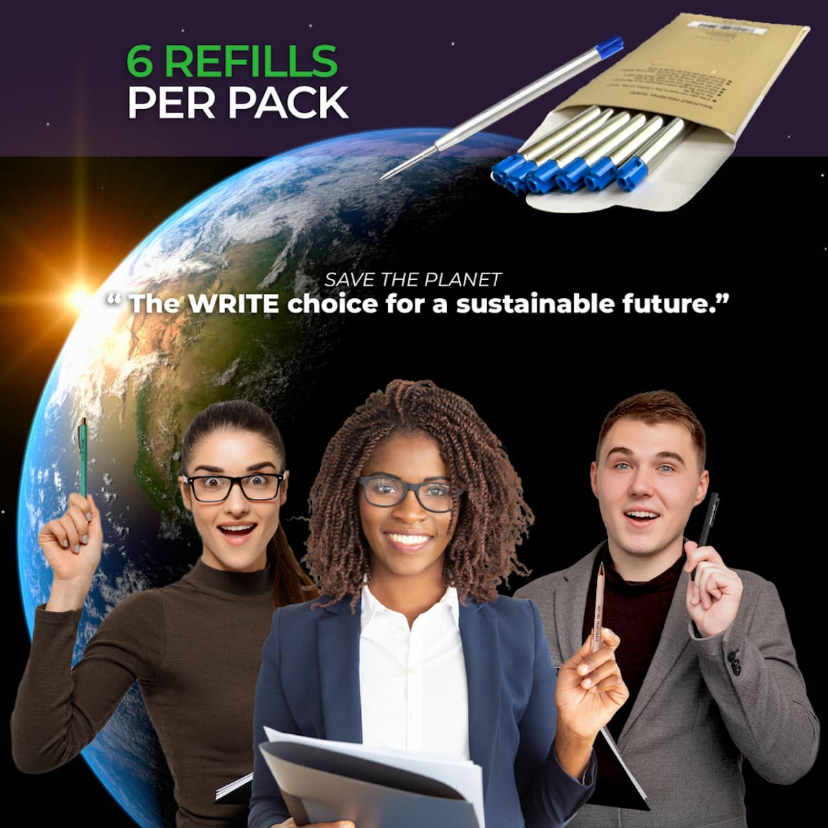 Blue Ballpoint Refills 2.75 inch (6pcs)