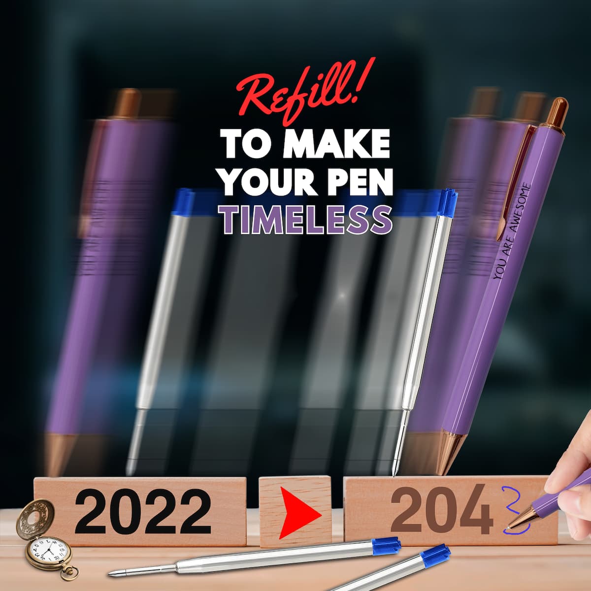 Blue Ballpoint Refills 3.9 inches (6pcs)