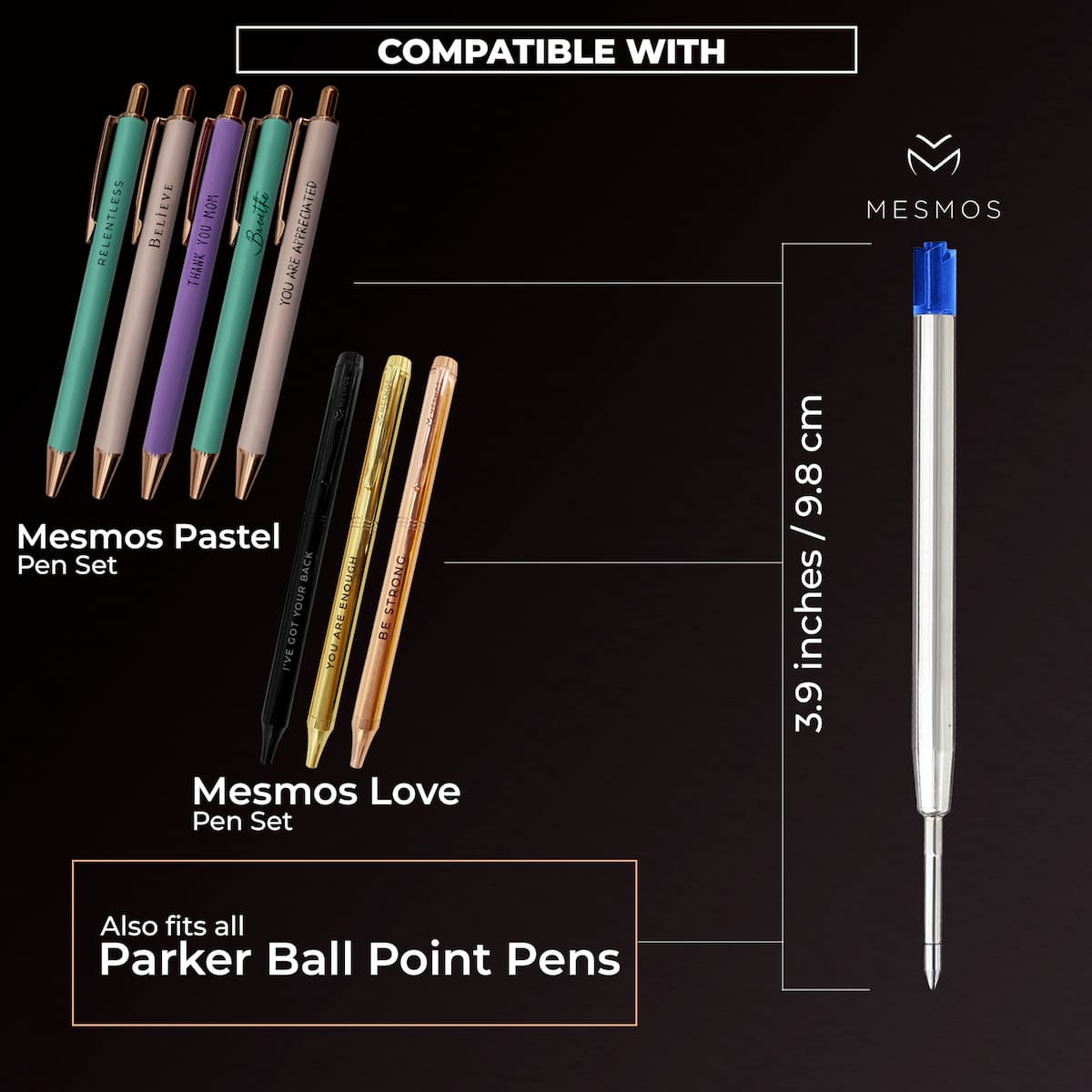 Blue Ballpoint Refills 3.9 inches (6pcs)