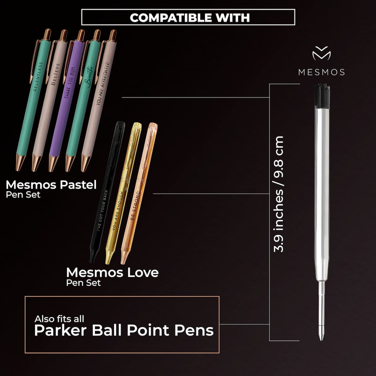 Black Ballpoint Refills 2.75 inches (6pcs)
