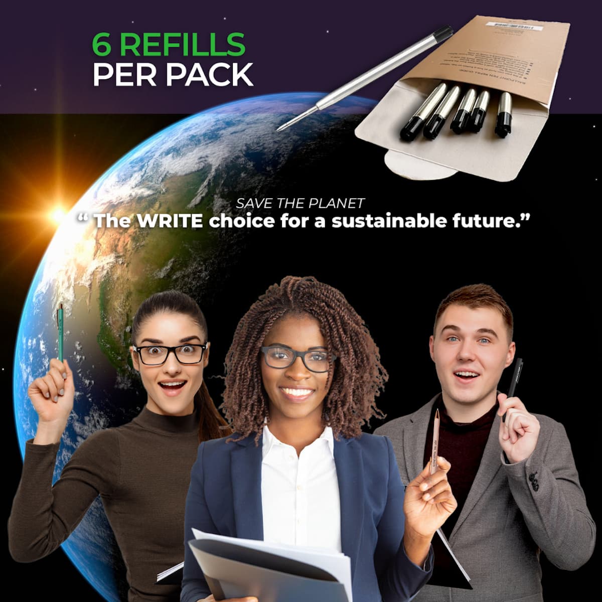 Black Ballpoint Refills 3.9 inches (6pcs)