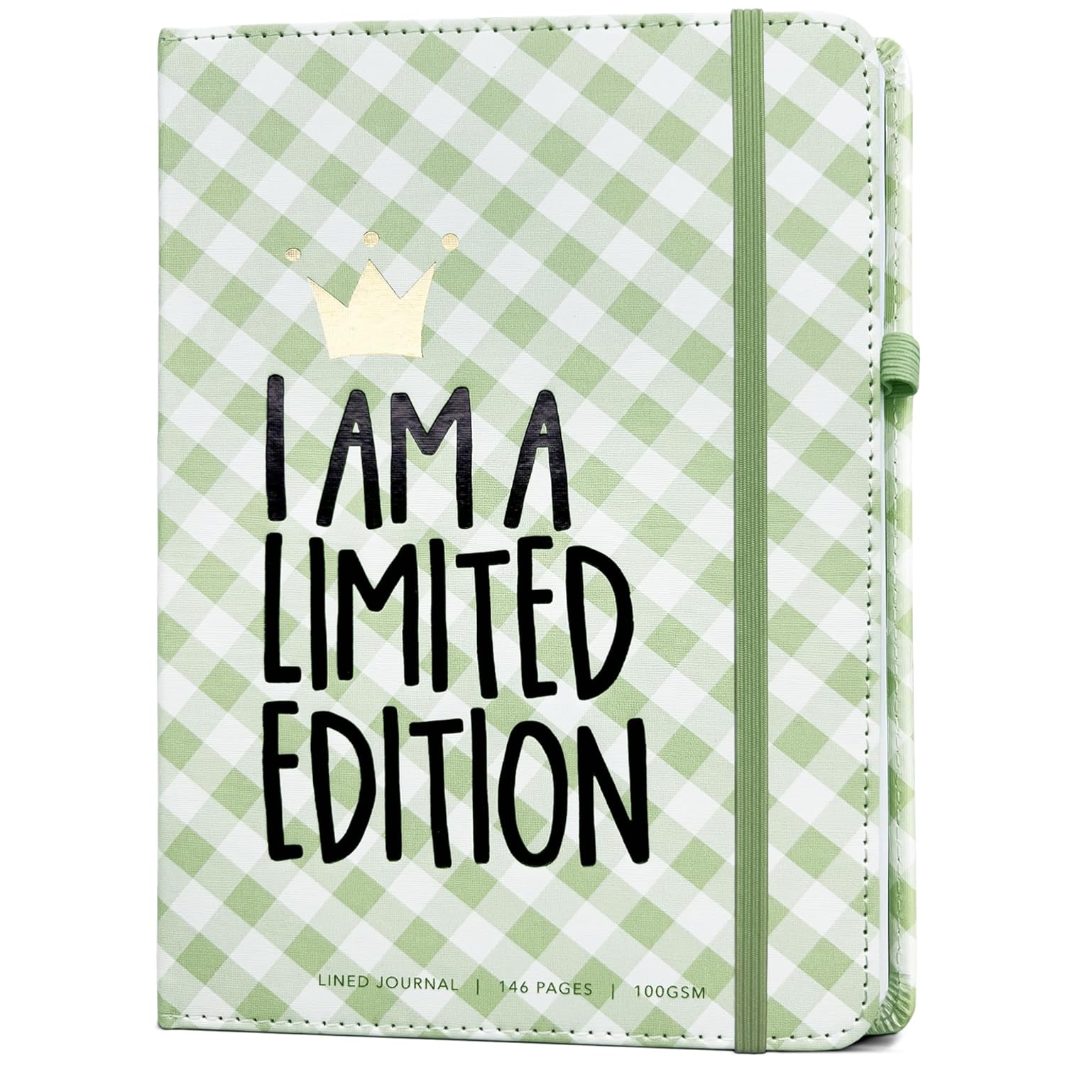 Vegan Leather Journal - Sage Green Gingham