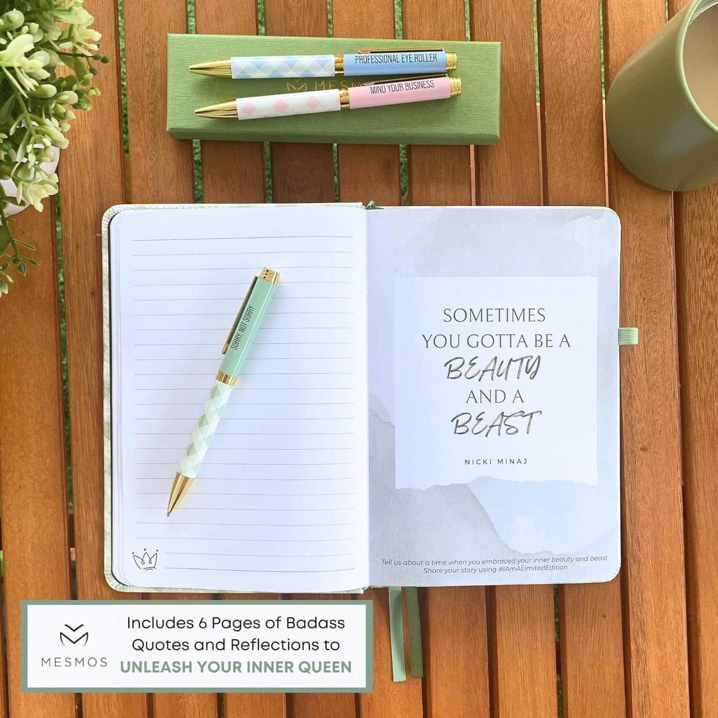 Vegan Leather Journal - Sage Green Gingham