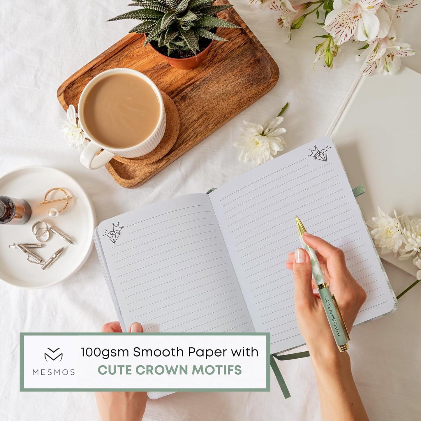 Vegan Leather Journal - Sage Green Gingham