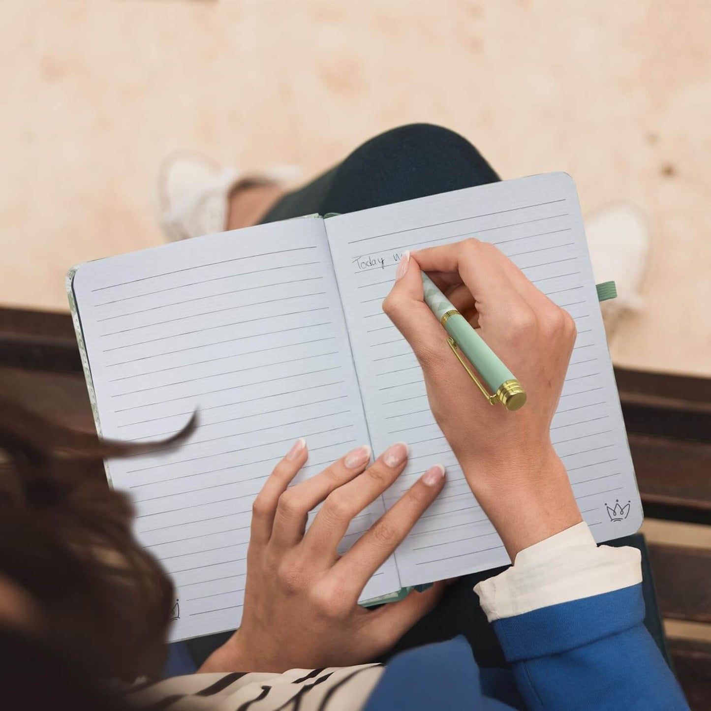 Vegan Leather Journal - Sage Green Gingham