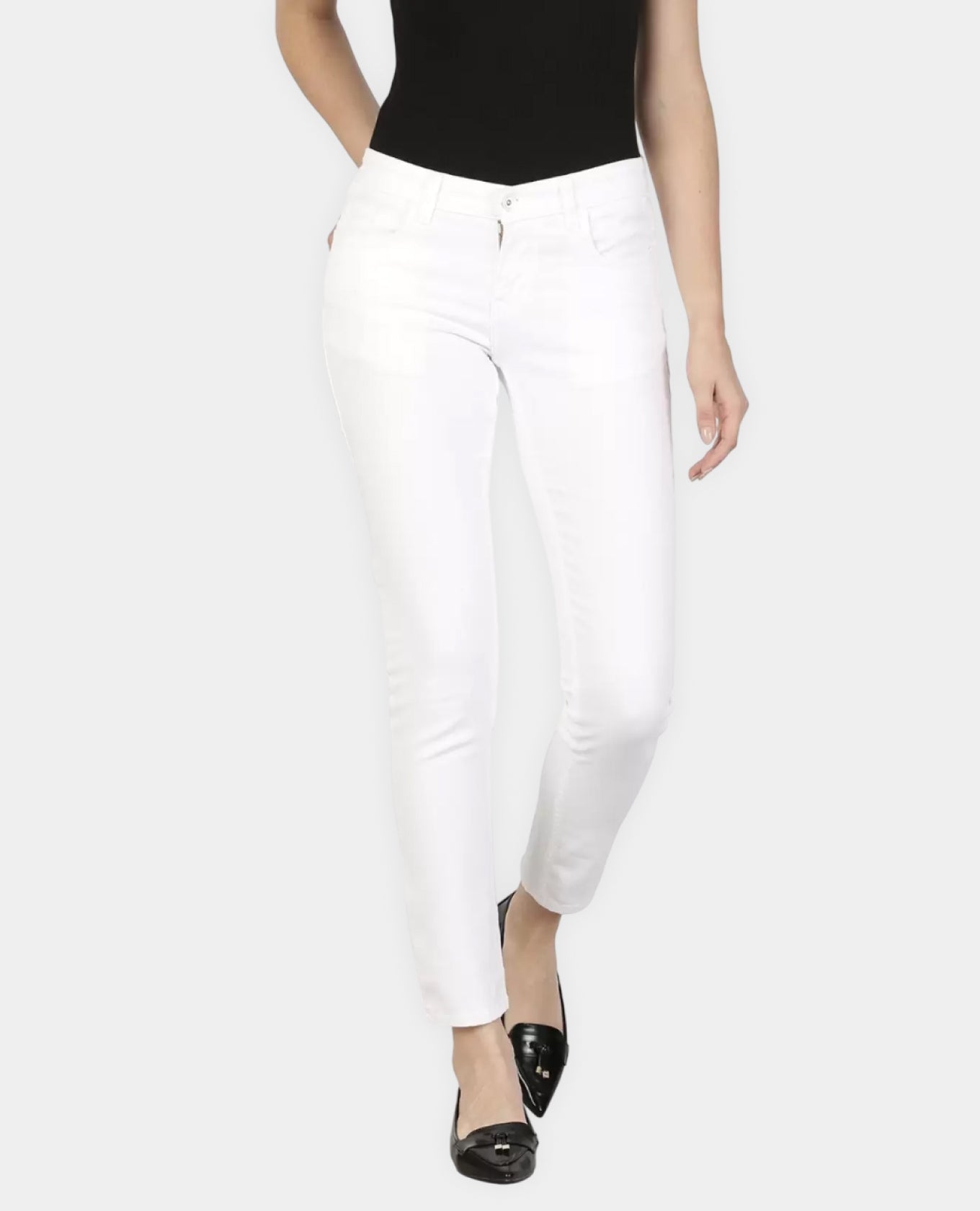 Women Skinny High Rise White Jeans