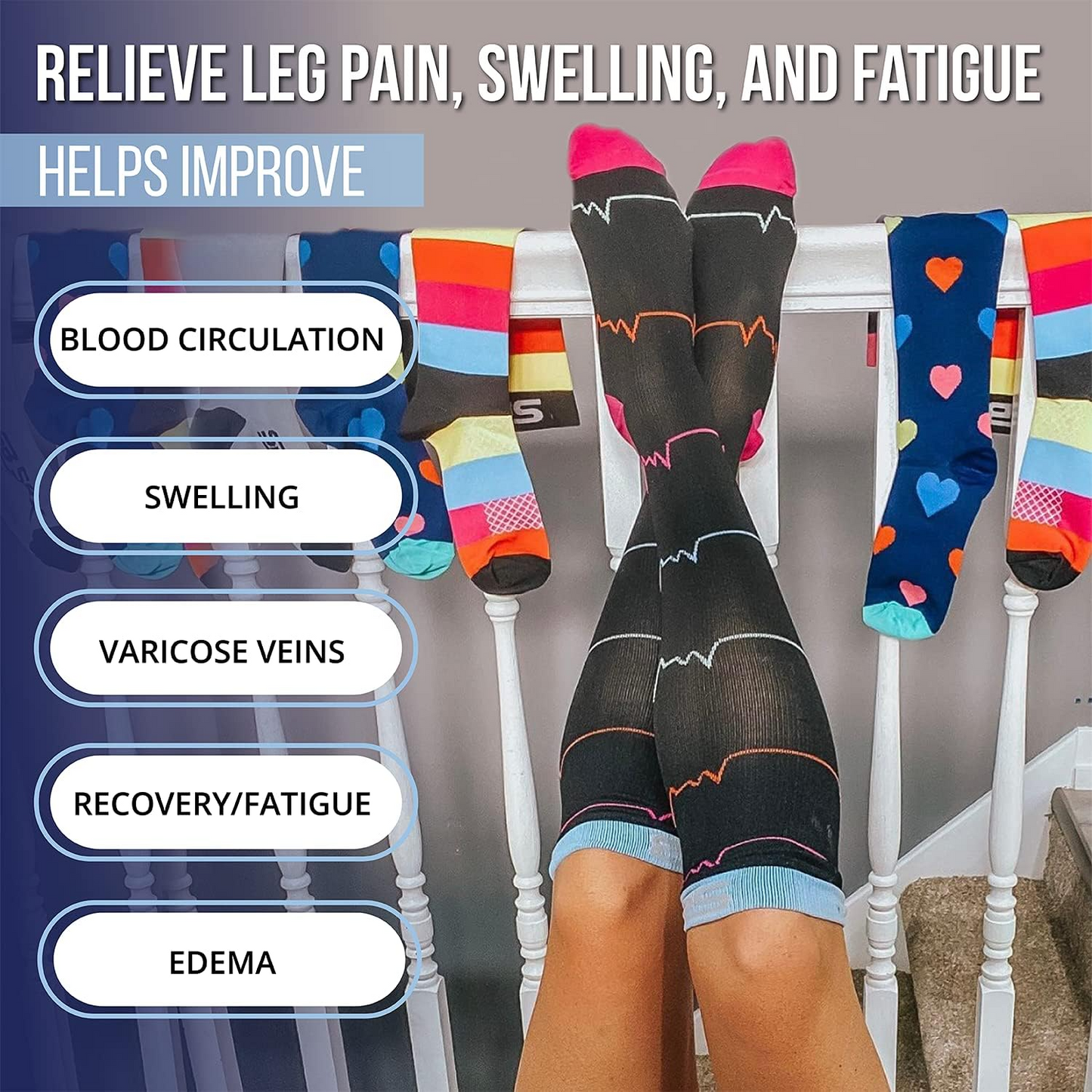 3-Pair Compression Socks (15-20 mmHg)