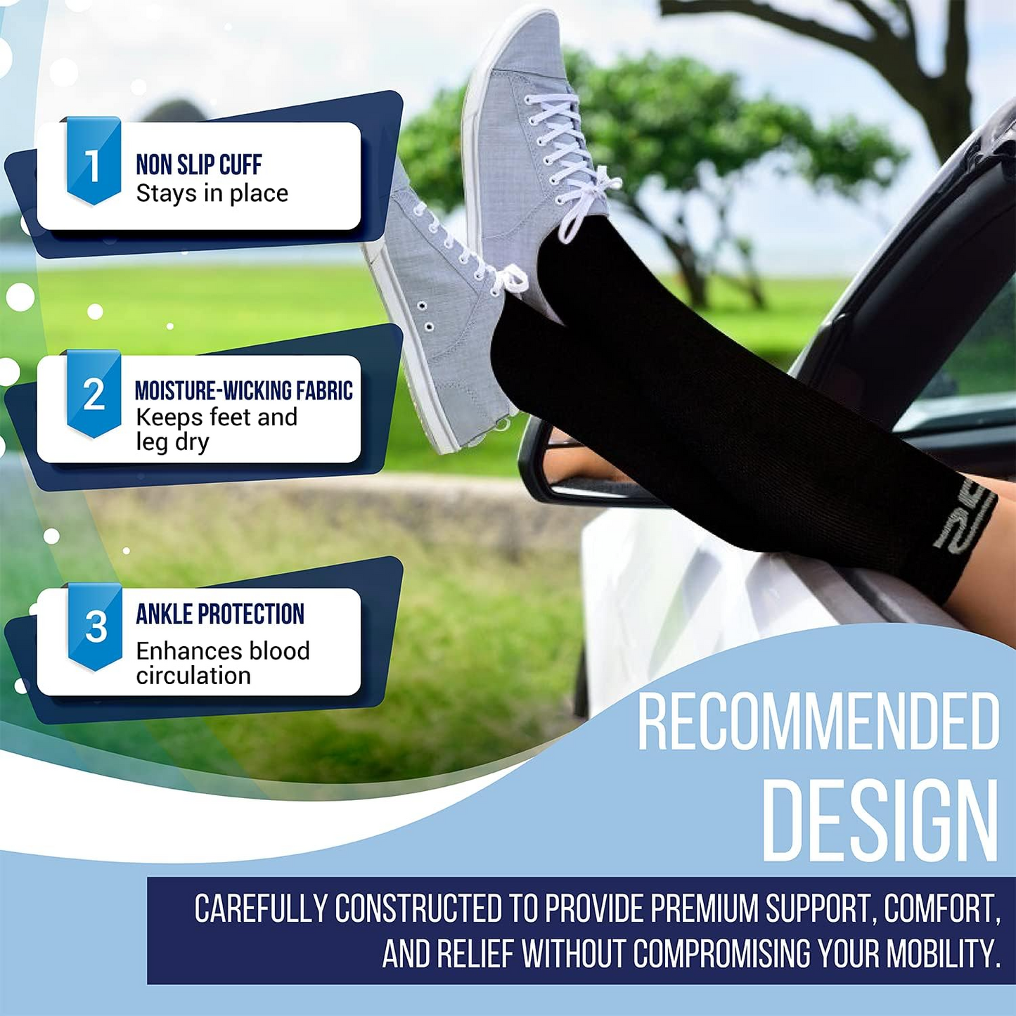 3-Pair Compression Socks (15-20 mmHg)