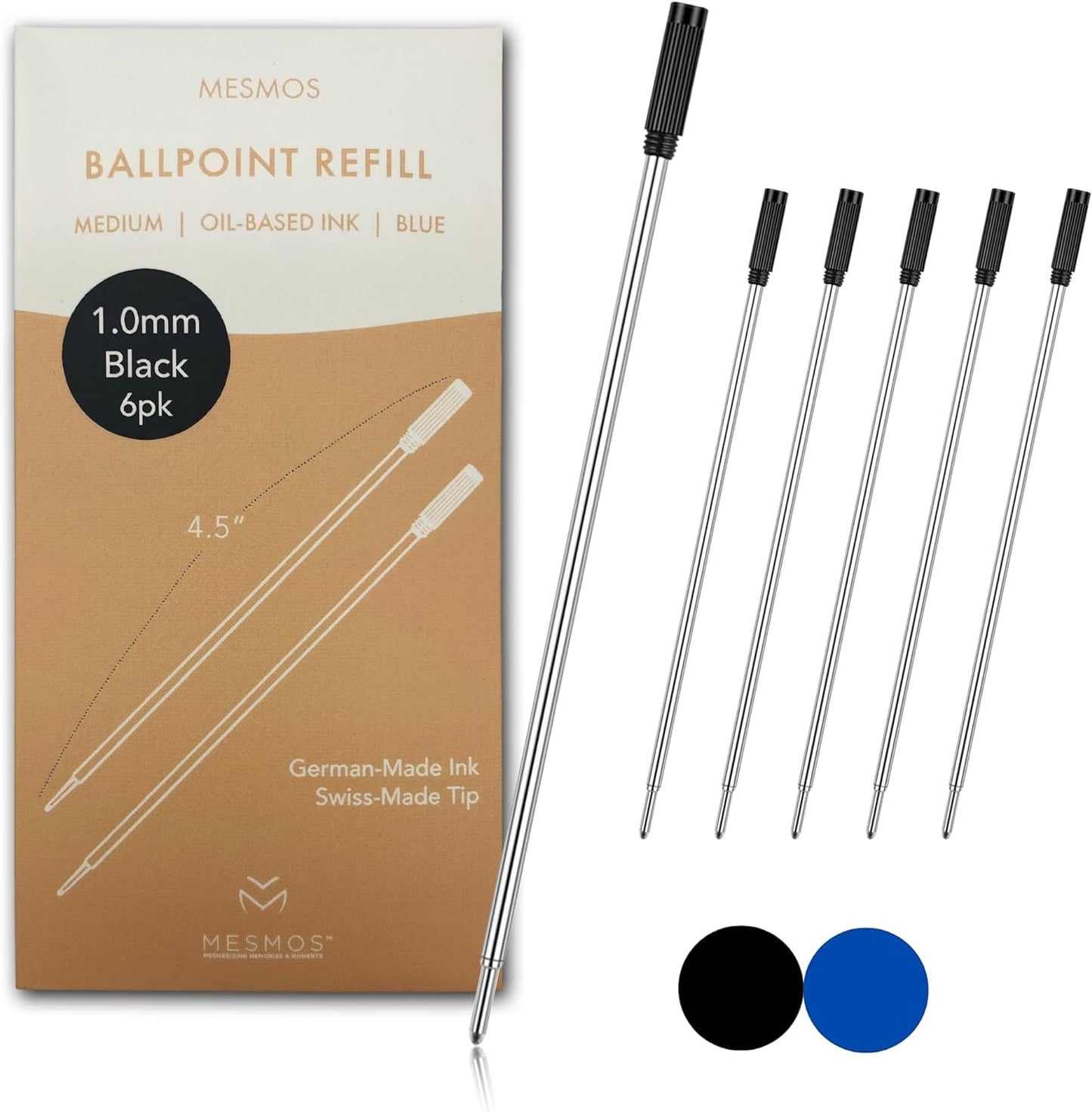 Black Ballpoint Refills 4.5 inches (6pcs)