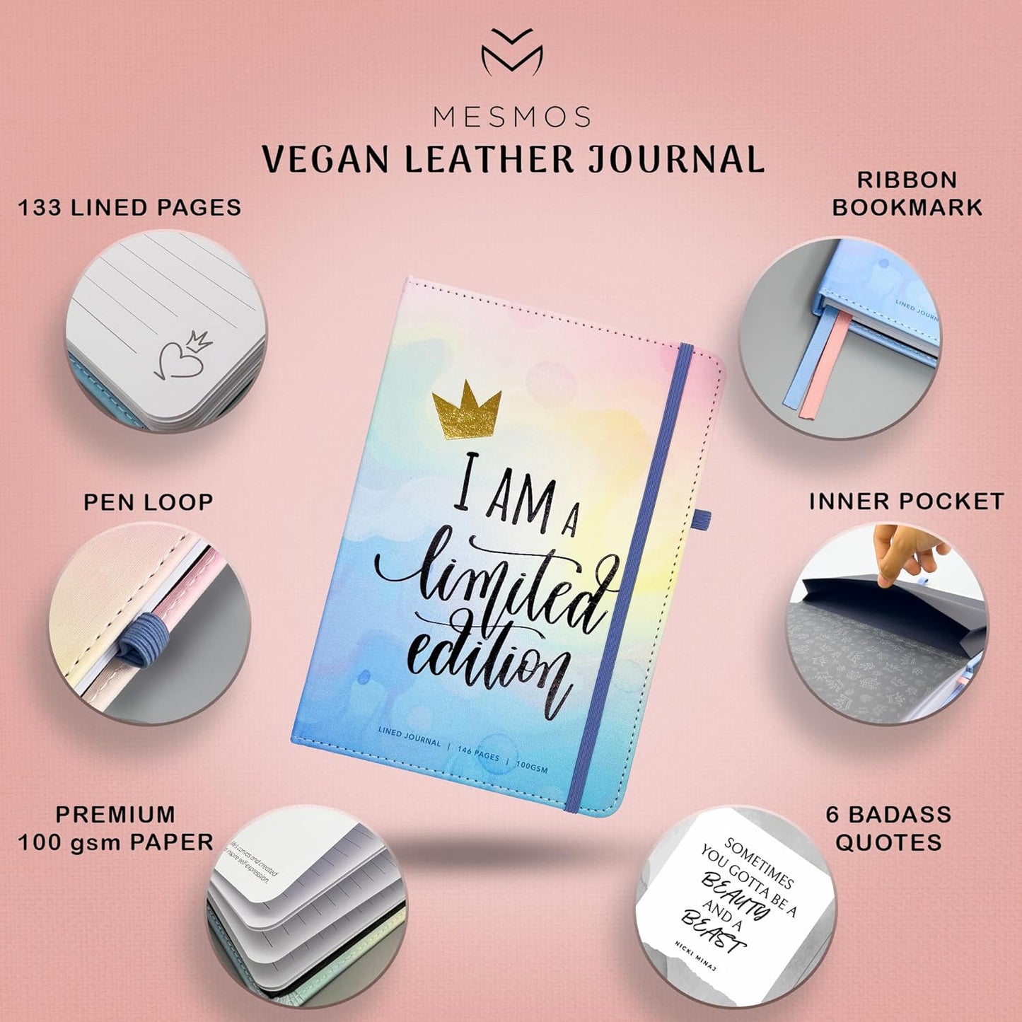 Vegan Leather Journal - Pastel Dreamwave