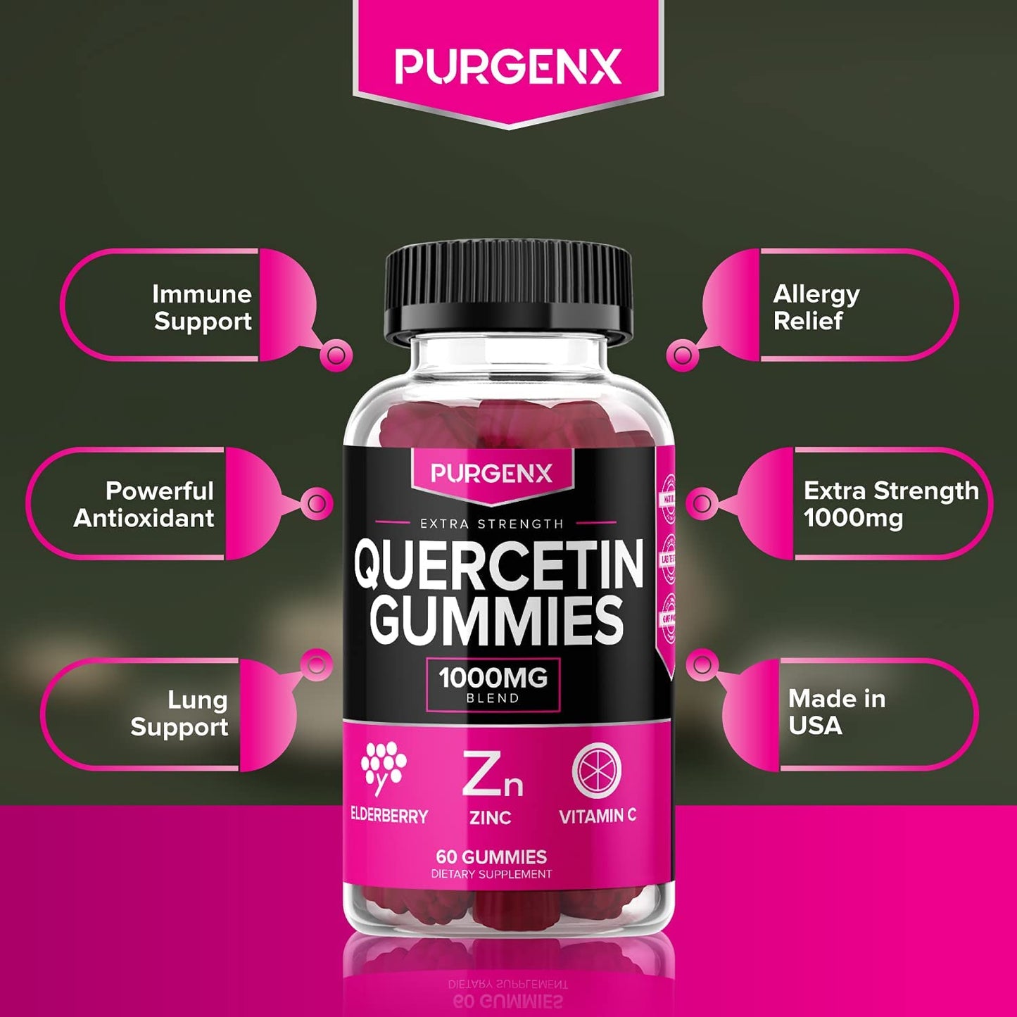 Quercetin + Zinc + Vitamin C + Elderberry Gummies