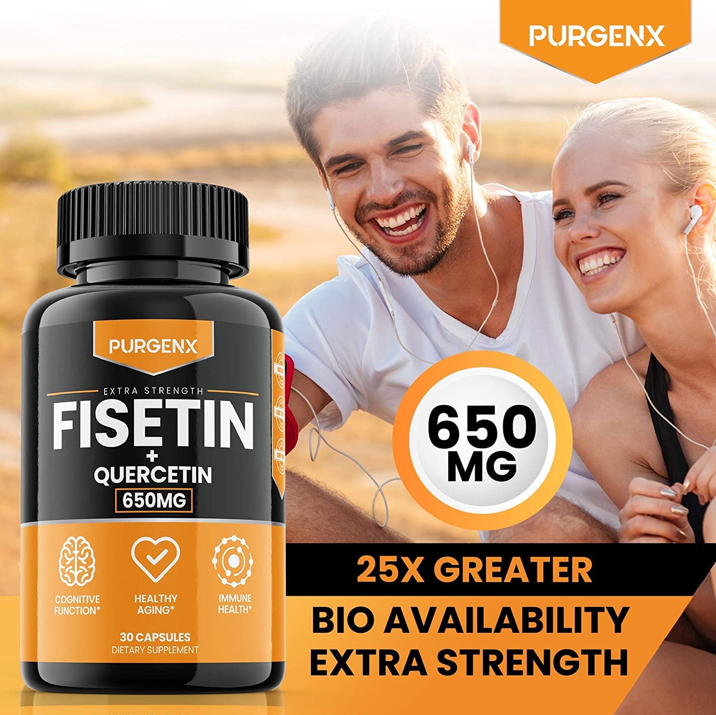 (60 Capsules | 650mg) Fisetin with Quercetin 650mg