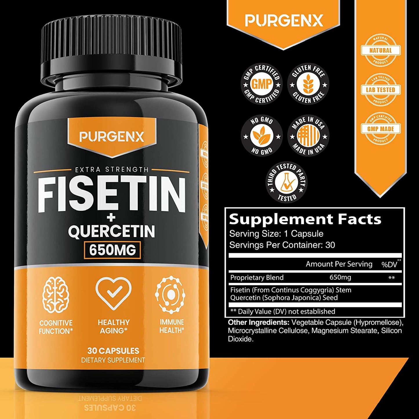 (60 Capsules | 650mg) Fisetin with Quercetin 650mg