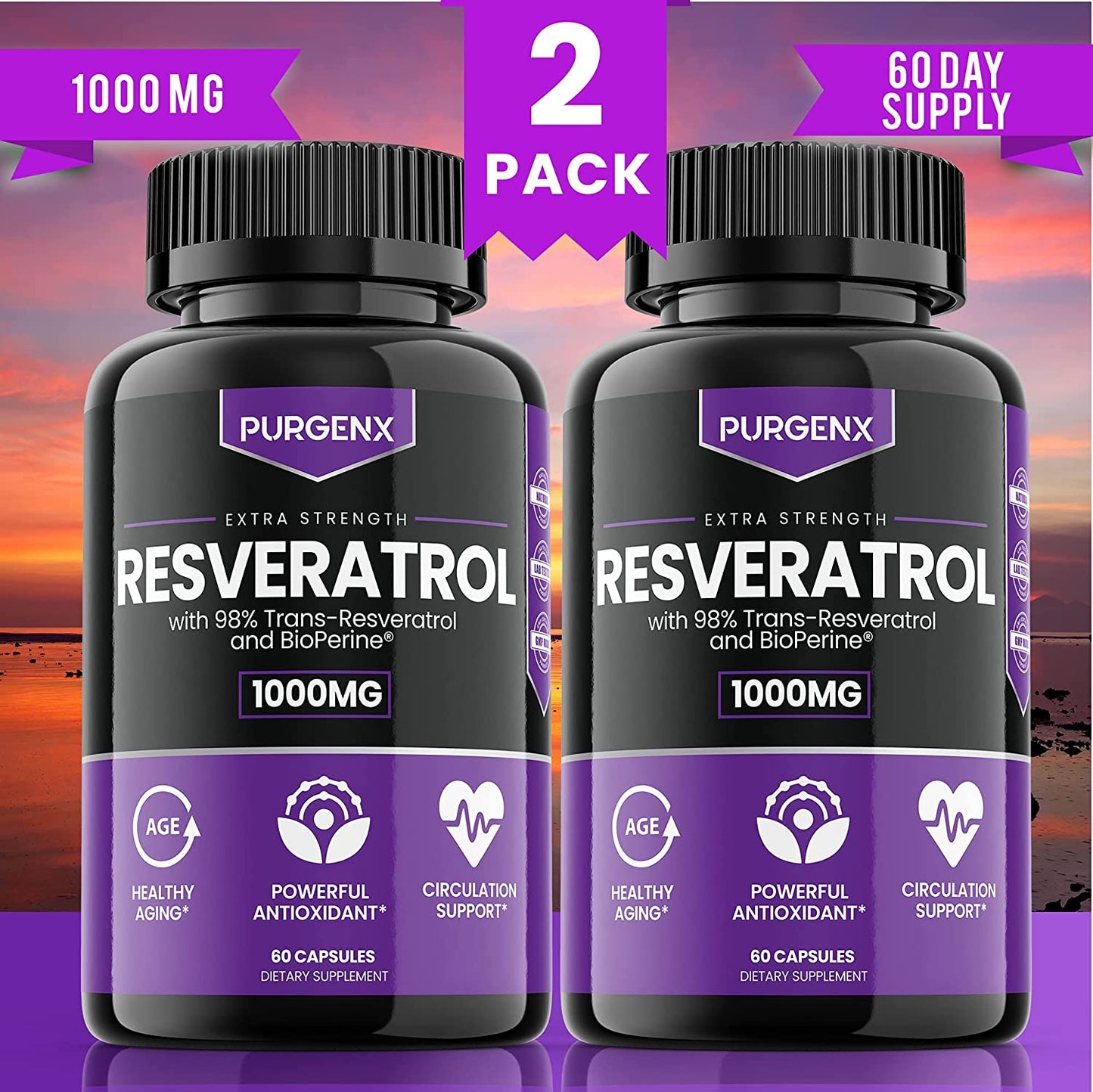 Resveratrol 1000mg (2 Pack)